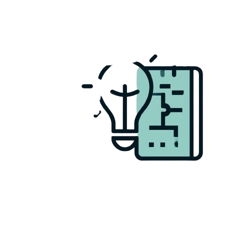 Icon of a light bulb and book on a white background