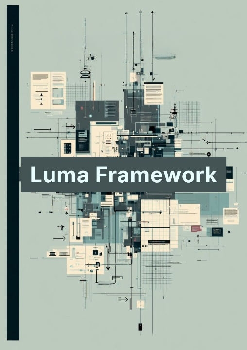 Luma Framework book cover with architectural design elements on a light blue background