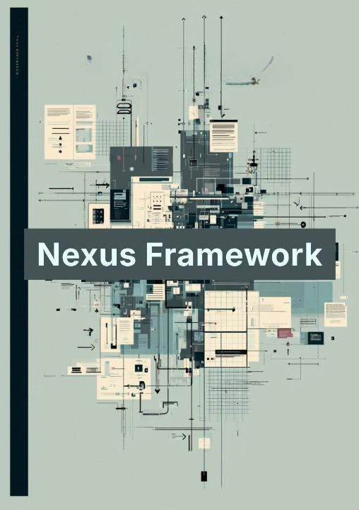 Book cover of 'Nexus Framework' with architectural design elements on a light blue background